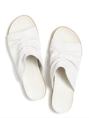 Slide Sandal — White Ruched Open-Toe